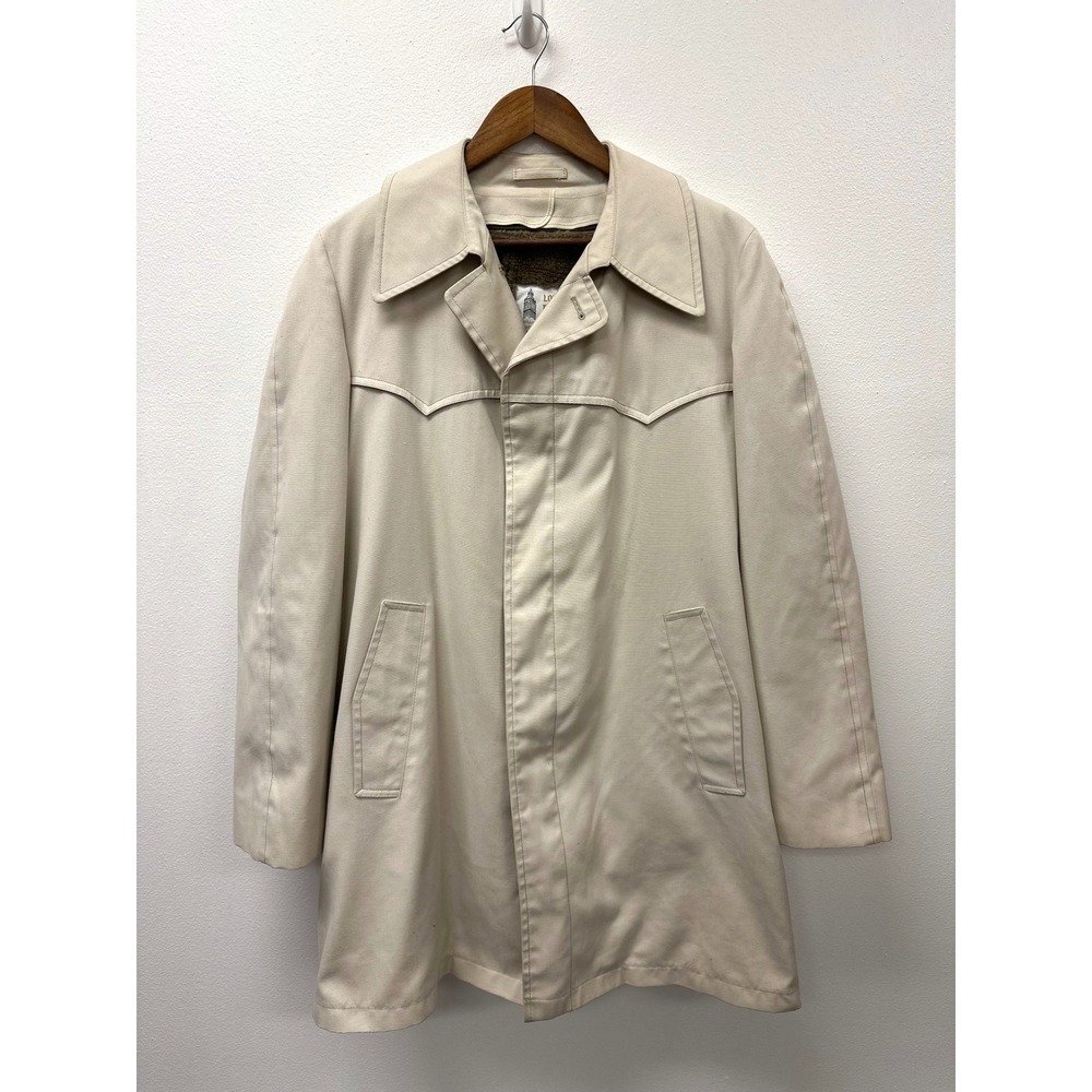 Vintage 1970s London Fog Maincoat Faux Fur Lined Rain Car Coat Khaki‎ 40L